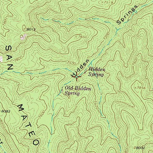 Topographic Map of Hidden Spring, NM