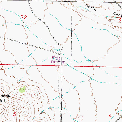 Topographic Map of East Tank, NM