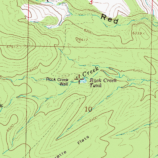 Topographic Map of Rock Creek Tank, NM