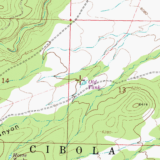 Topographic Map of Old Tank, NM