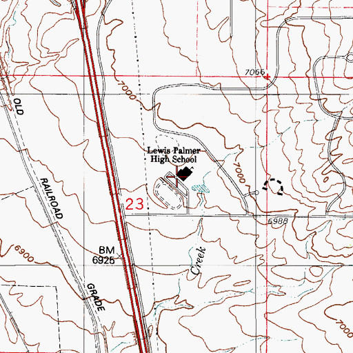 Topographic Map of Lewis - Palmer High School, CO