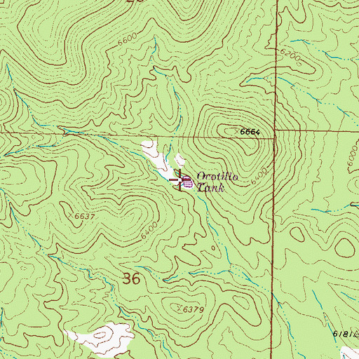 Topographic Map of Ocotillo Tank, NM
