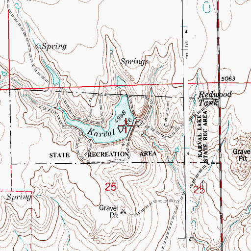 Topographic Map of Karval Dam, CO