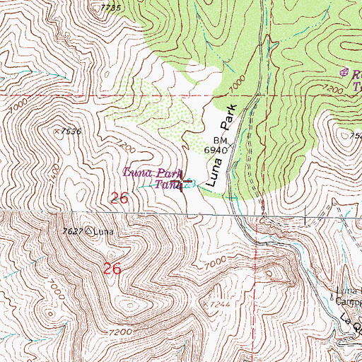 Topographic Map of Luna Park Tank, NM