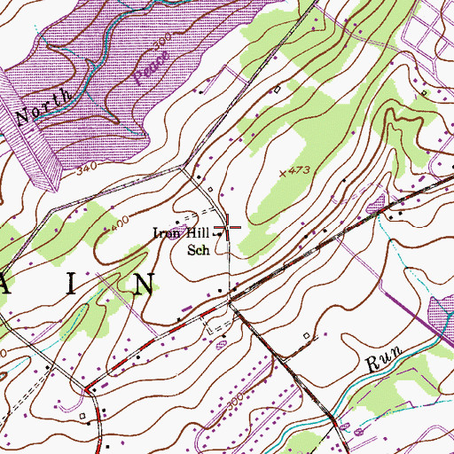 Topographic Map of Iron Hill School, PA