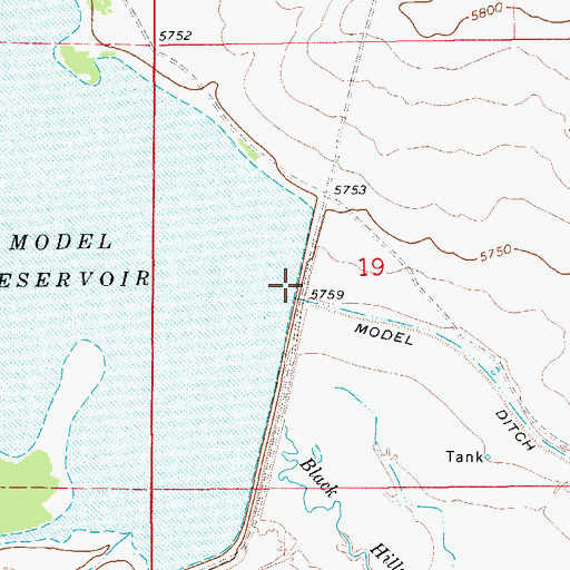 Topographic Map of Model Dam, CO