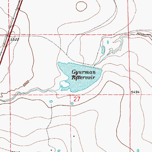 Topographic Map of Gyurman Reservoir, CO