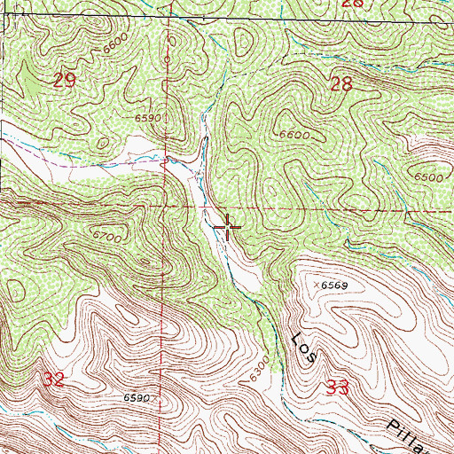 Topographic Map of Los Pillares, NM