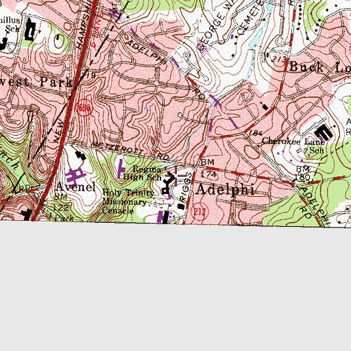Topographic Map of Cool Spring Elementary School, MD