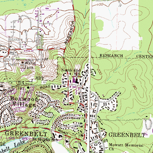Topographic Map of Greenbelt Elementary School, MD