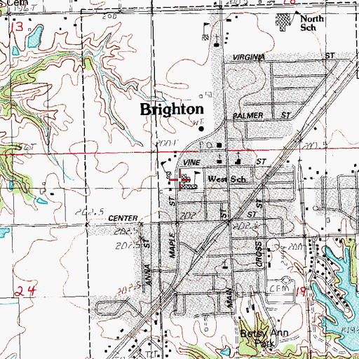 Topographic Map of Baptist Church Cemetery, IL