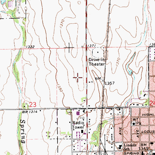 Topographic Map of Anthony Christian Church, KS