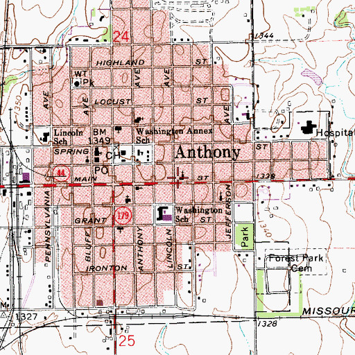 Topographic Map of First Church of God, KS