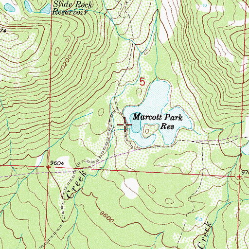 Topographic Map of Marcot Park Dam, CO