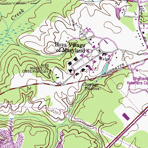 Topographic Map of Croom High School, MD