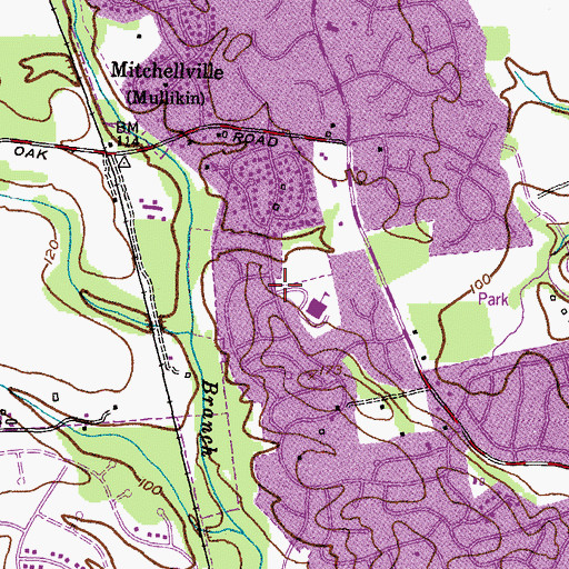 Topographic Map of C Elizabeth Rieg Regional Special Education School, MD