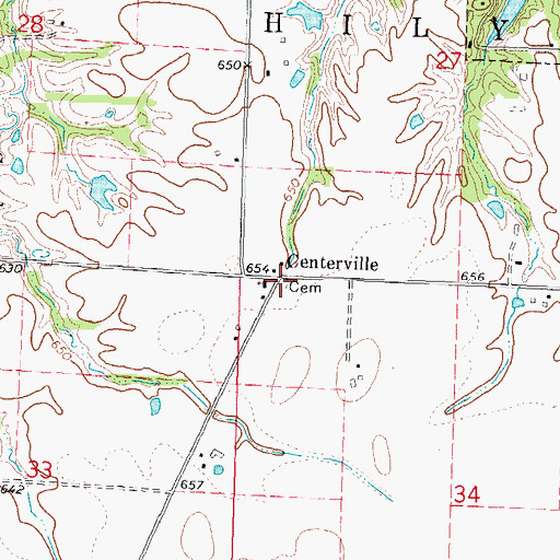 Topographic Map of Centerville Cemetery, IL