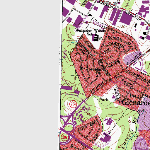 Topographic Map of Judge Sylvania W Woods Elementary School, MD