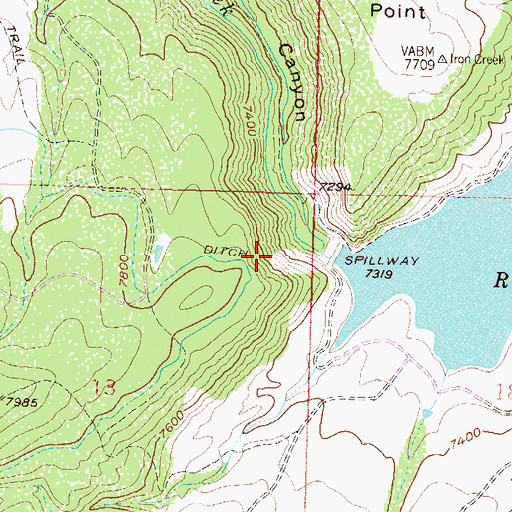 Topographic Map of Onion Valley Dam, CO