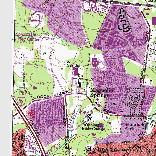 Topographic Map of Doctors Community Hospital, MD