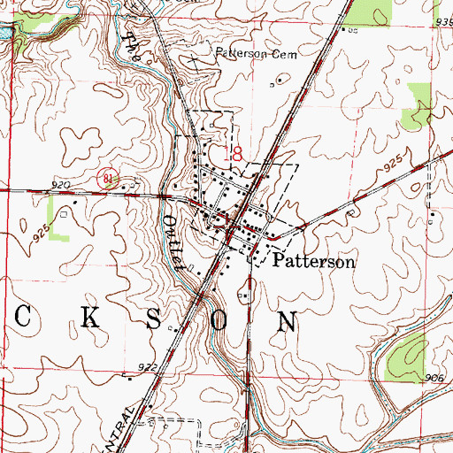 Topographic Map of Patterson Post Office, OH