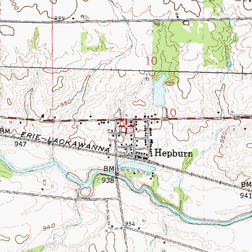 Topographic Map of Hepburn Post Office (historical), OH