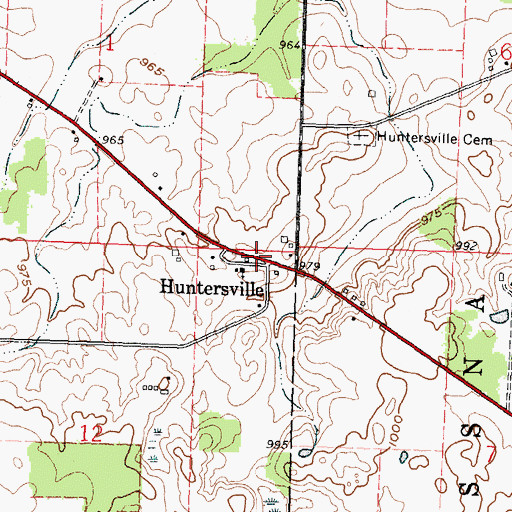 Topographic Map of Huntersville Post Office (historical), OH