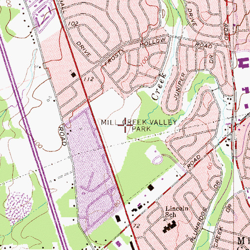 Topographic Map of Foster Hollow County Park, PA