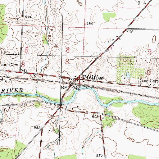 Topographic Map of Pfeiffer Post Office (historical), OH