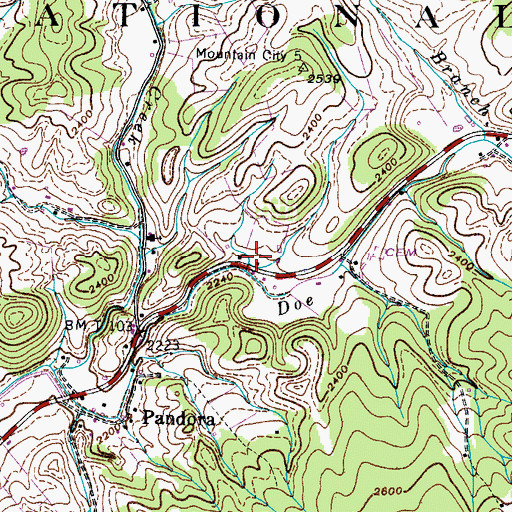 Topographic Map of Trout Belly Spring, TN