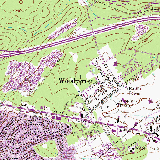 Topographic Map of Woodycrest, PA