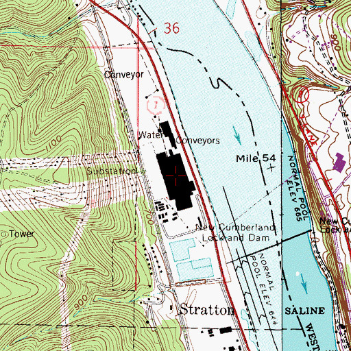 Topographic Map of Sammis Power Plant, OH