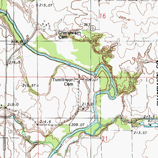 Topographic Map of Tomlinson Pioneer Cemetery Prairie Nature Preserve, IL