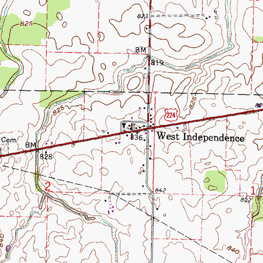 Topographic Map of West Independence Post Office (historical), OH