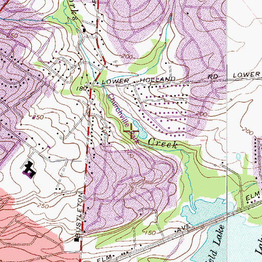 Topographic Map of Churchville Park, PA
