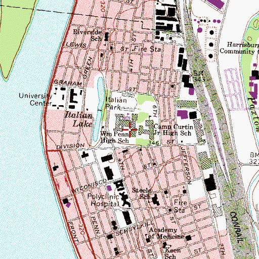 Topographic Map of William Penn High School, PA