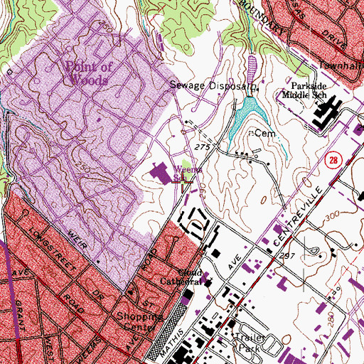 Topographic Map of Weems Elementary School, VA