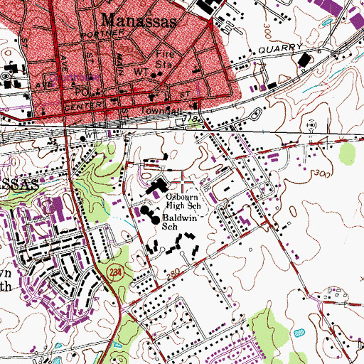 Topographic Map of Osbourn High School, VA