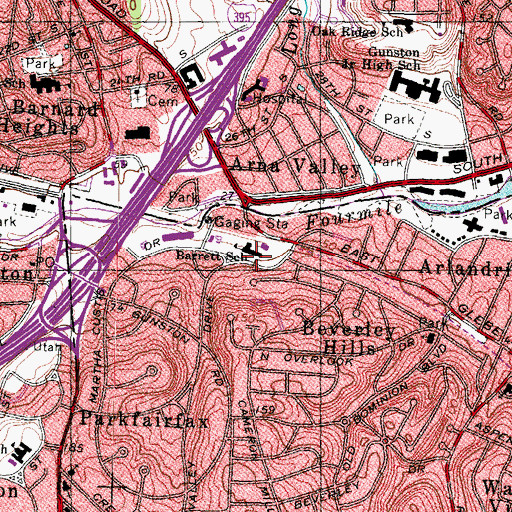 Topographic Map of Charles Barrett Elementary School, VA