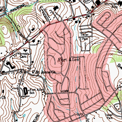 Topographic Map of Fort Allen, PA