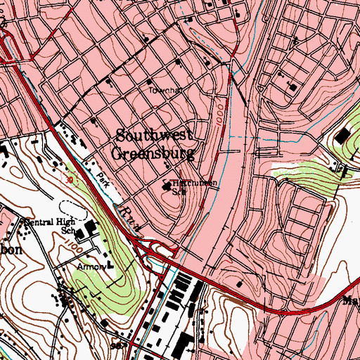 Topographic Map of Hutchinson School, PA