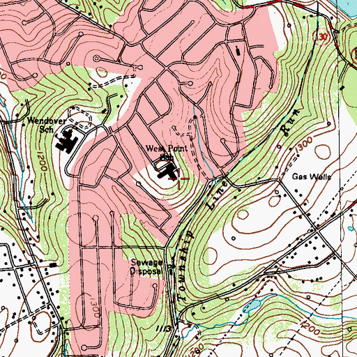 Topographic Map of West Point School, PA
