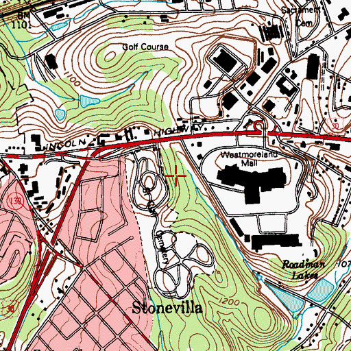 Topographic Map of West Pittsburg School, PA