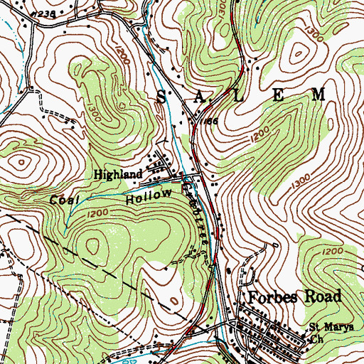 Topographic Map of Coal Hollow, PA
