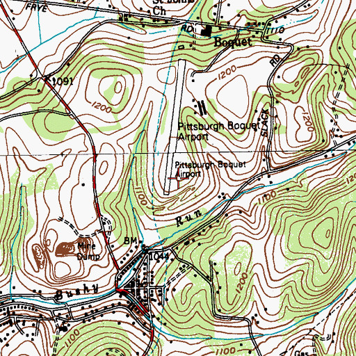 Topographic Map of Pittsburg Bouquet Airport, PA