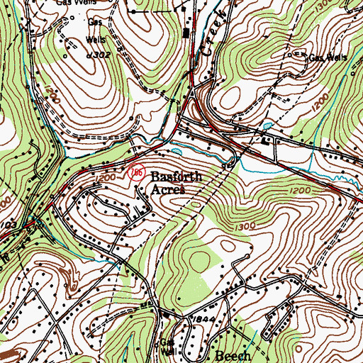 Topographic Map of Basforth Acres, PA
