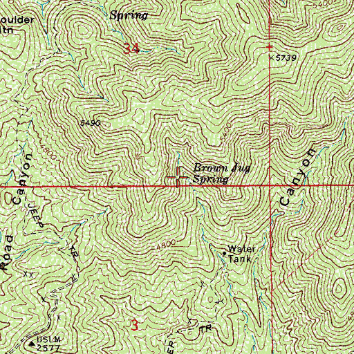 Topographic Map of Brown Jug Spring, AZ
