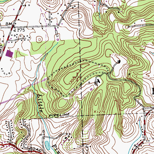 Topographic Map of Hartwood Acres Park, PA