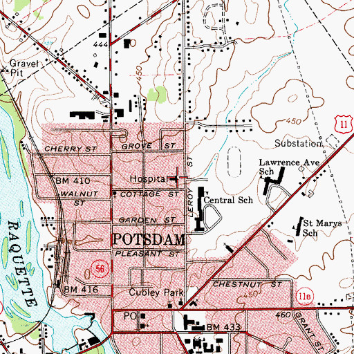Topographic Map of Canton - Potsdam Hospital, NY