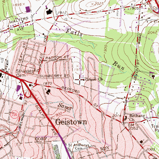 Topographic Map of Grace Church, PA
